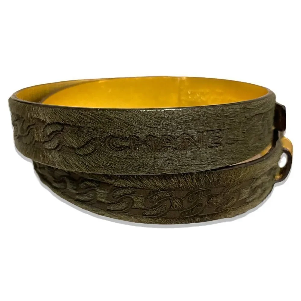 Chanel Buckle Belt Calf Hair and Leather |Size: 70|